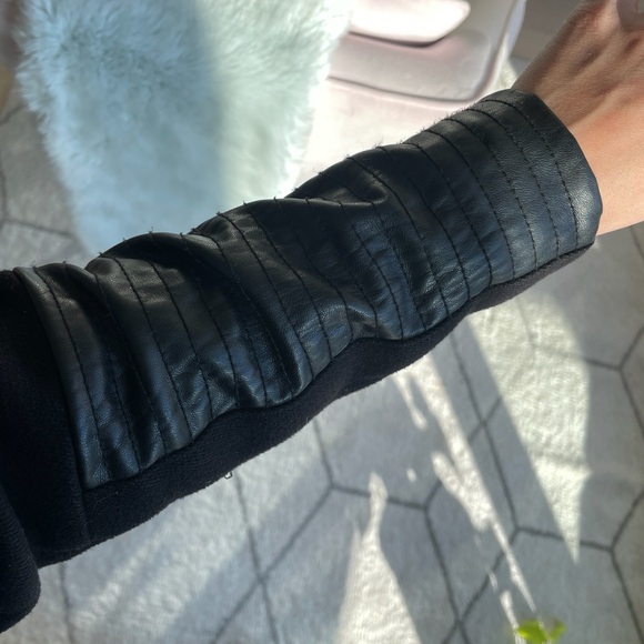 Vero Moda Black Faux Leather Detail Peacoat with Waist Tie (S) - Picture 3 of 5